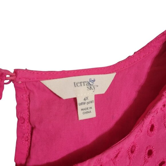 Terra & Sky Pink‎ Eyelet Ruffle Sleeveless Dress 4X Cotteagecore Fairy - Picture 3 of 6